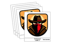 Masked Cowboy Bandit Highwayman with Hat Bandana Waterproof Vinyl Phone Tablet Laptop Water Bottle Sticker Set - 5 Pack