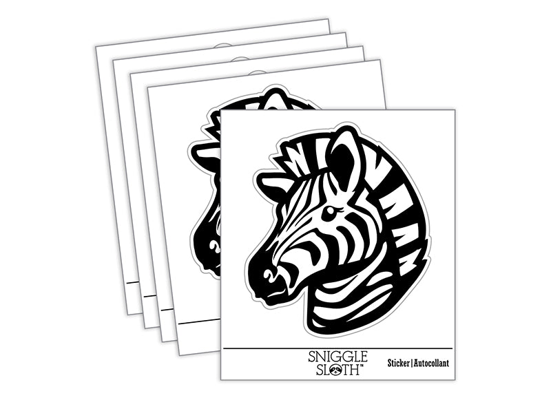 Striped Zebra Head Waterproof Vinyl Phone Tablet Laptop Water Bottle Sticker Set - 5 Pack