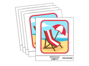 Beach Lounge Chair and Umbrella Waterproof Vinyl Phone Tablet Laptop Water Bottle Sticker Set - 5 Pack