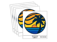 Beach Sunset Scene Tropical Ocean Waterproof Vinyl Phone Tablet Laptop Water Bottle Sticker Set - 5 Pack