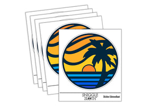 Beach Sunset Scene Tropical Ocean Waterproof Vinyl Phone Tablet Laptop Water Bottle Sticker Set - 5 Pack