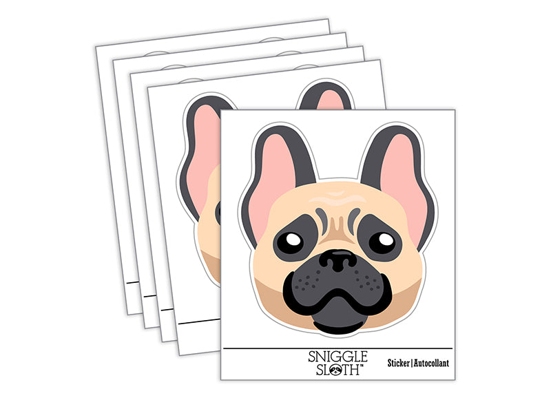 Happy French Bulldog Frenchie Dog Head Waterproof Vinyl Phone Tablet Laptop Water Bottle Sticker Set - 5 Pack