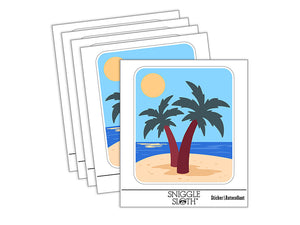 Two Palm Trees Tropical Waterproof Vinyl Phone Tablet Laptop Water Bottle Sticker Set - 5 Pack