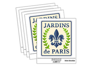 Jardins de Paris Fleur de Lis Waterproof Vinyl Phone Tablet Laptop Water Bottle Sticker Set - 5 Pack