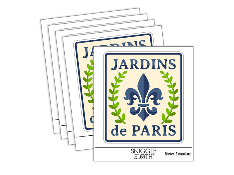 Jardins de Paris Fleur de Lis Waterproof Vinyl Phone Tablet Laptop Water Bottle Sticker Set - 5 Pack