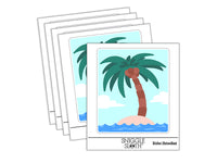 Palm Tree on Tropical Island Waterproof Vinyl Phone Tablet Laptop Water Bottle Sticker Set - 5 Pack