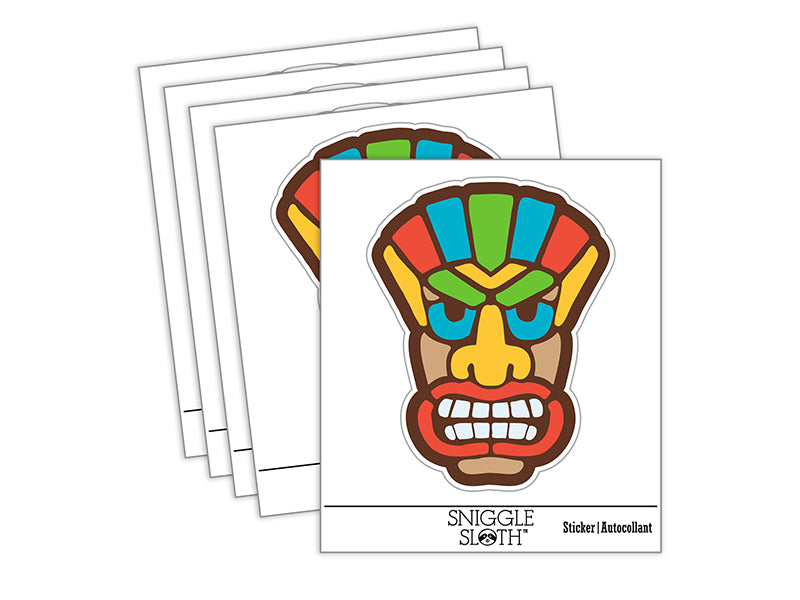 Tiki Mask Hawaii Luau Waterproof Vinyl Phone Tablet Laptop Water Bottle Sticker Set - 5 Pack