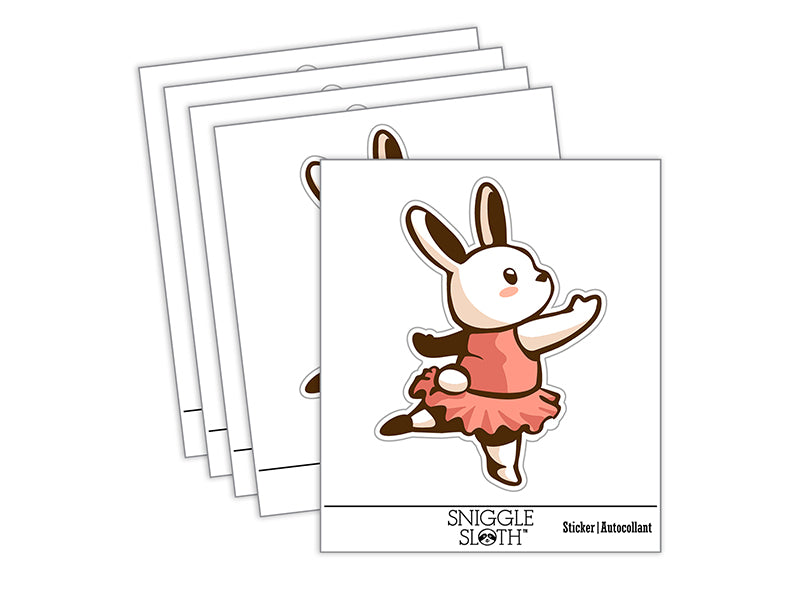 Ballerina Bunny Rabbit In Tutu Waterproof Vinyl Phone Tablet Laptop Water Bottle Sticker Set - 5 Pack