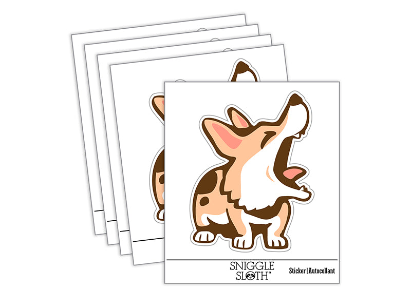 Barking Spotted Dog Corgi Waterproof Vinyl Phone Tablet Laptop Water Bottle Sticker Set - 5 Pack