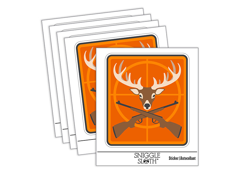 Crossed Hunting Rifles with Deer Head Antlers Waterproof Vinyl Phone Tablet Laptop Water Bottle Sticker Set - 5 Pack