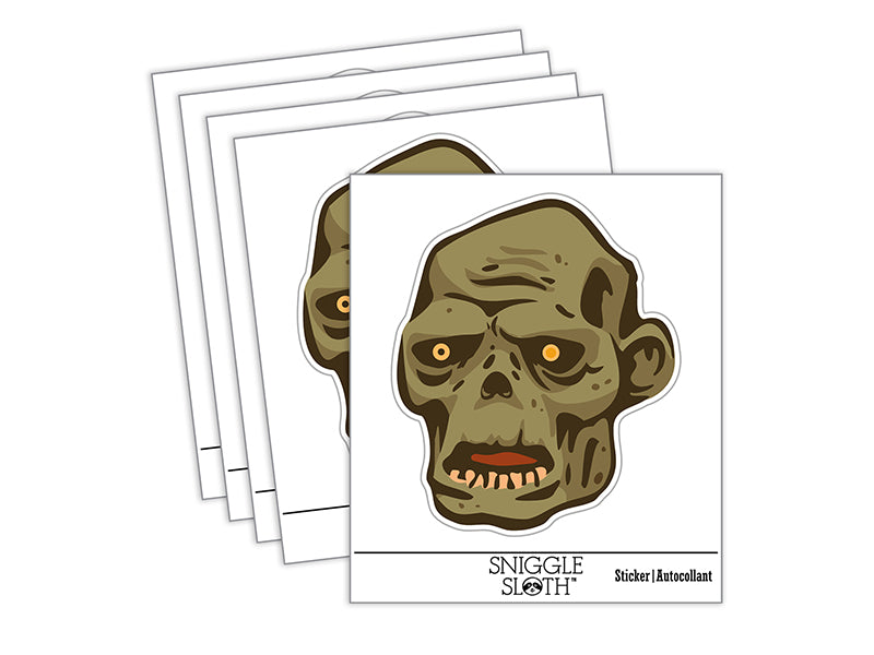 Spooky Zombie Head Halloween Monster Waterproof Vinyl Phone Tablet Laptop Water Bottle Sticker Set - 5 Pack