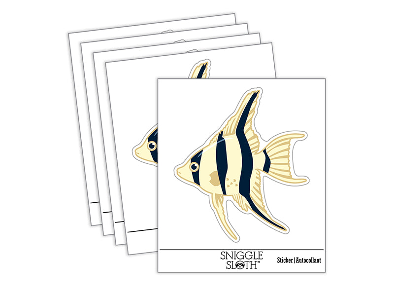 Freshwater Angelfish Fish Silhouette Waterproof Vinyl Phone Tablet Laptop Water Bottle Sticker Set - 5 Pack
