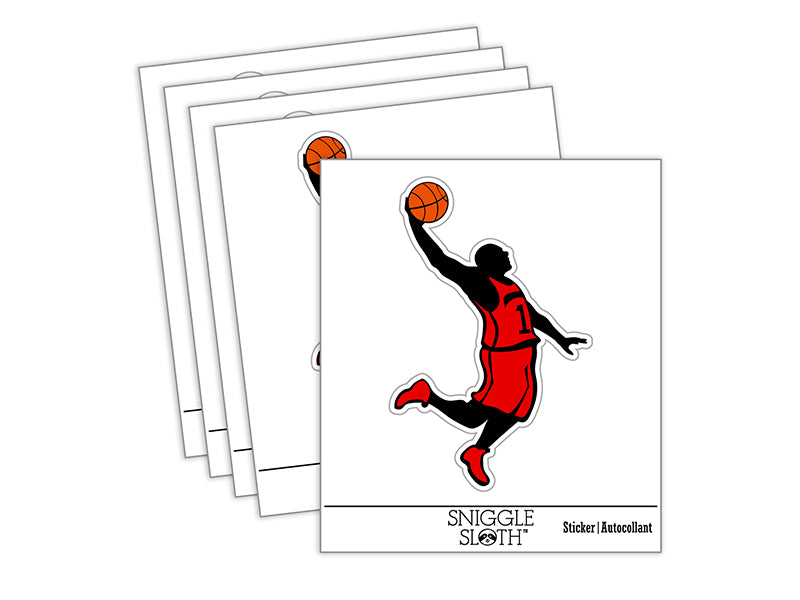 Basketball Player Slam Dunk Sports Waterproof Vinyl Phone Tablet Laptop Water Bottle Sticker Set - 5 Pack