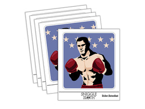 Boxer Man with Boxing Gloves Pugilist Waterproof Vinyl Phone Tablet Laptop Water Bottle Sticker Set - 5 Pack