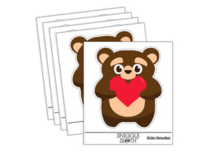 Cautious Bear with Heart in Hands Waterproof Vinyl Phone Tablet Laptop Water Bottle Sticker Set - 5 Pack