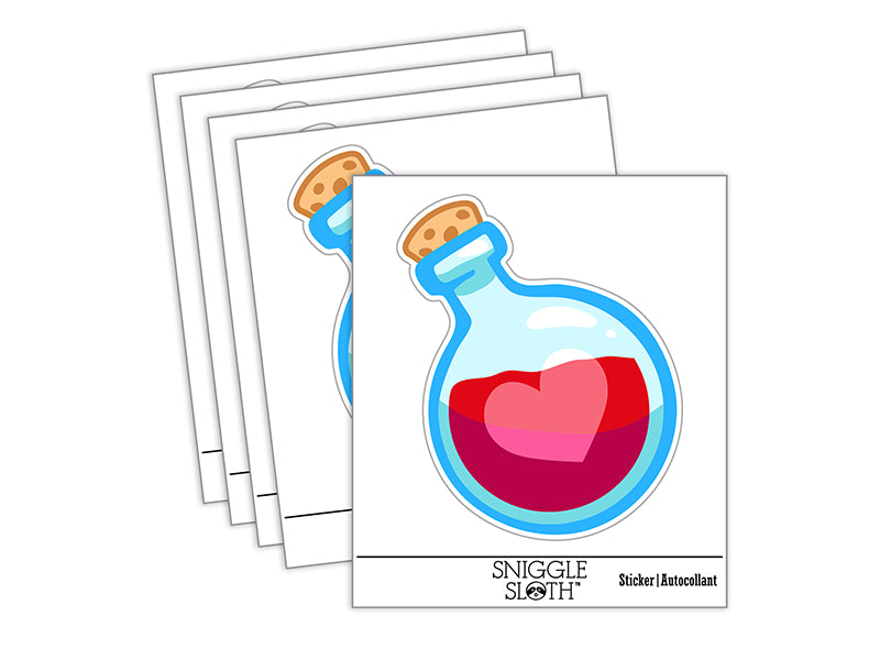 Heart Love Health Potion Bottle Waterproof Vinyl Phone Tablet Laptop Water Bottle Sticker Set - 5 Pack