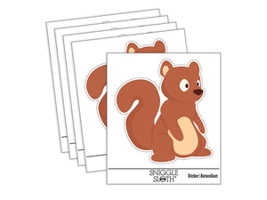 Sitting Squirrel Cartoon Critter Waterproof Vinyl Phone Tablet Laptop Water Bottle Sticker Set - 5 Pack