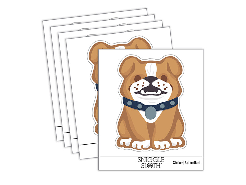 Smiling Bulldog Puppy Waterproof Vinyl Phone Tablet Laptop Water Bottle Sticker Set - 5 Pack