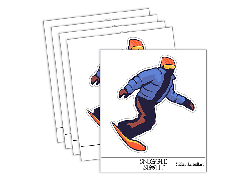 Snowboarder Carve Snow Waterproof Vinyl Phone Tablet Laptop Water Bottle Sticker Set - 5 Pack