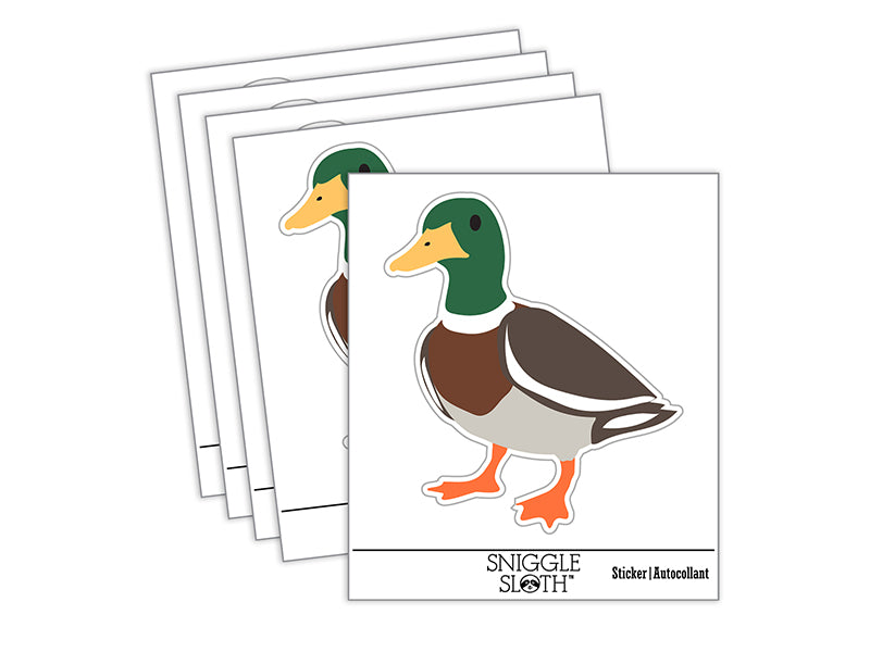 Standing Mallard Duck Waterproof Vinyl Phone Tablet Laptop Water Bottle Sticker Set - 5 Pack