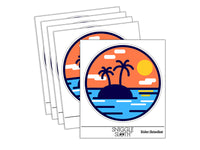 Deserted Island in Ocean Waterproof Vinyl Phone Tablet Laptop Water Bottle Sticker Set - 5 Pack