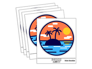 Deserted Island in Ocean Waterproof Vinyl Phone Tablet Laptop Water Bottle Sticker Set - 5 Pack