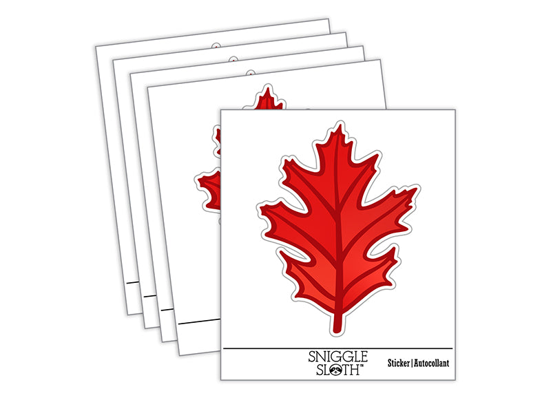 Red Oak Leaf Waterproof Vinyl Phone Tablet Laptop Water Bottle Sticker Set - 5 Pack