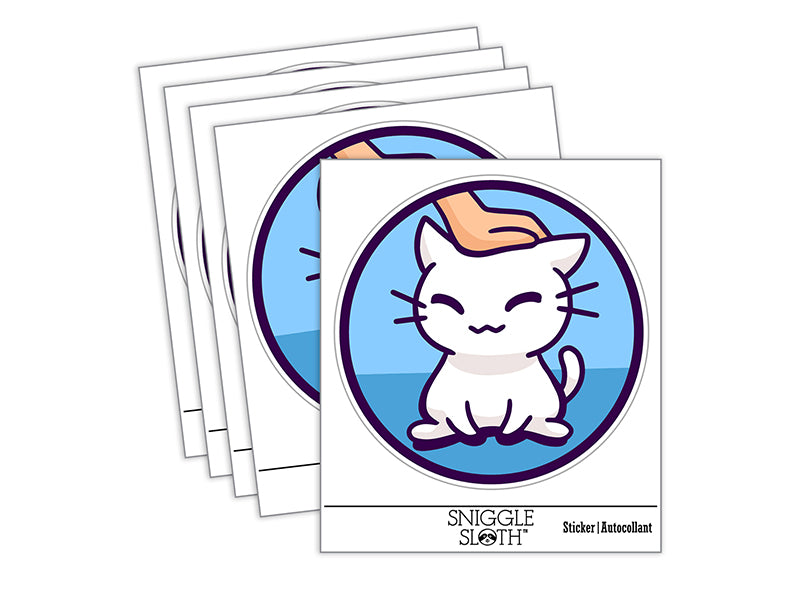 Satisfied Cat Kitty Headpat Waterproof Vinyl Phone Tablet Laptop Water Bottle Sticker Set - 5 Pack