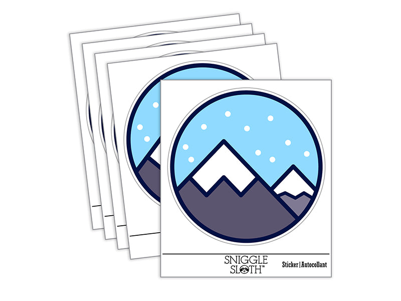 Snowy Mountainscape Waterproof Vinyl Phone Tablet Laptop Water Bottle Sticker Set - 5 Pack