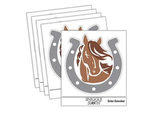 Horse in Horseshoe Waterproof Vinyl Phone Tablet Laptop Water Bottle Sticker Set - 5 Pack