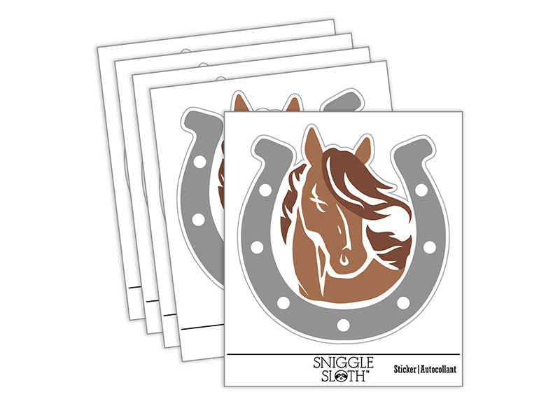 Horse in Horseshoe Waterproof Vinyl Phone Tablet Laptop Water Bottle Sticker Set - 5 Pack