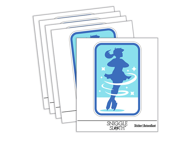 Spinning Jump Ice Figure Skating Skater Woman Waterproof Vinyl Phone Tablet Laptop Water Bottle Sticker Set - 5 Pack