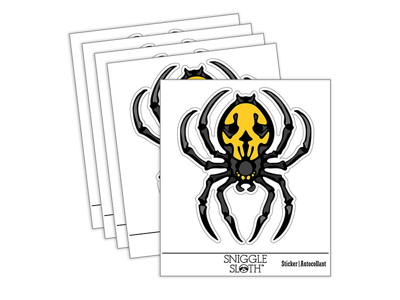 Spooky Spider with Skeleton Skull Markings Waterproof Vinyl Phone Tablet Laptop Water Bottle Sticker Set - 5 Pack