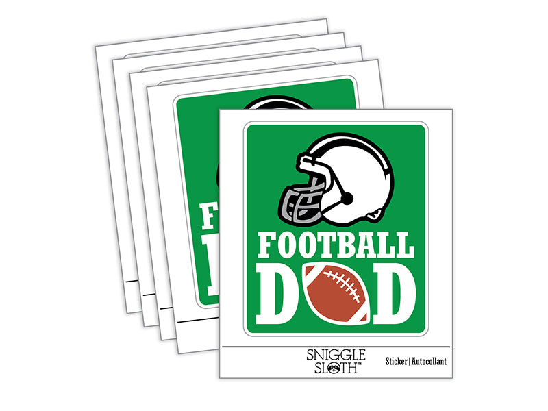 Football Dad Helmet Waterproof Vinyl Phone Tablet Laptop Water Bottle Sticker Set - 5 Pack