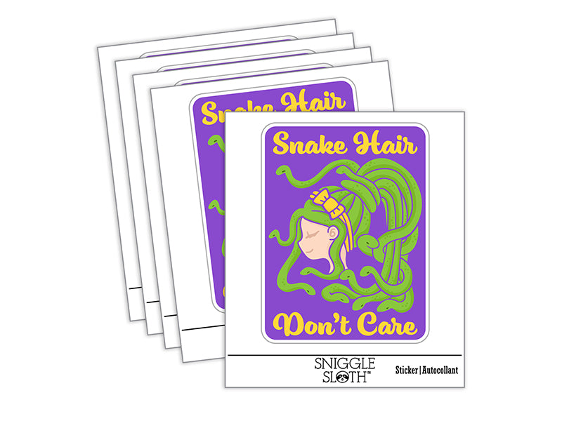 Medusa Snake Hair Don't Care Waterproof Vinyl Phone Tablet Laptop Water Bottle Sticker Set - 5 Pack