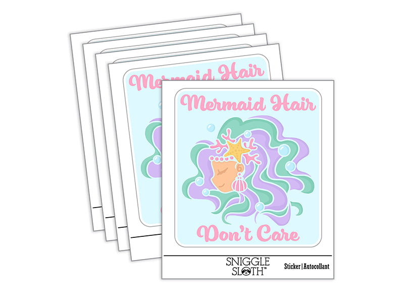 Mermaid Hair Don't Care Waterproof Vinyl Phone Tablet Laptop Water Bottle Sticker Set - 5 Pack