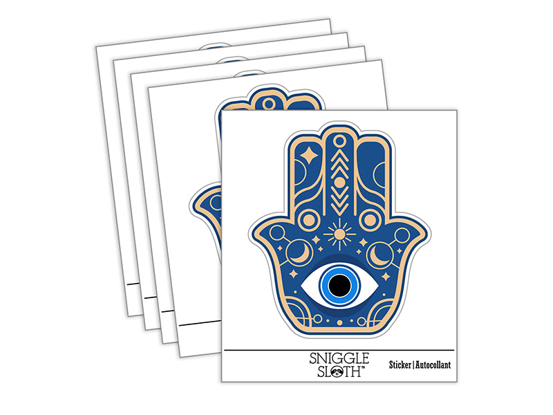 Hamsa Evil Eye Hand Ward Protection Symbol Charm Waterproof Vinyl Phone Tablet Laptop Water Bottle Sticker Set - 5 Pack