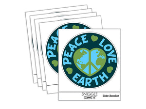 Peace Love Earth Waterproof Vinyl Phone Tablet Laptop Water Bottle Sticker Set - 5 Pack