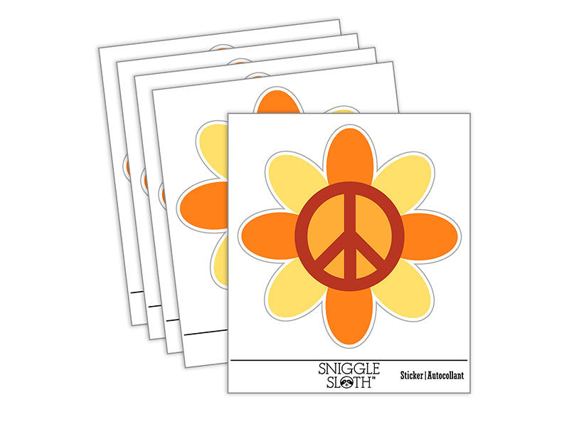 Peace Sign Flower Hippie Boho Love Happiness Waterproof Vinyl Phone Tablet Laptop Water Bottle Sticker Set - 5 Pack