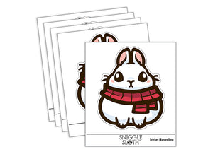 Plump Bunny Wearing Winter Scarf Waterproof Vinyl Phone Tablet Laptop Water Bottle Sticker Set - 5 Pack