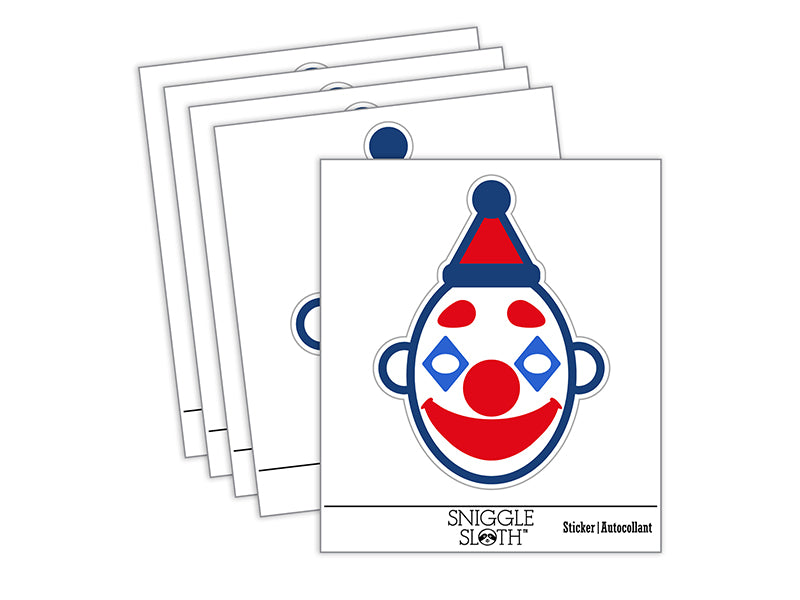 Classic Clown Head Circus Carnival Waterproof Vinyl Phone Tablet Laptop Water Bottle Sticker Set - 5 Pack