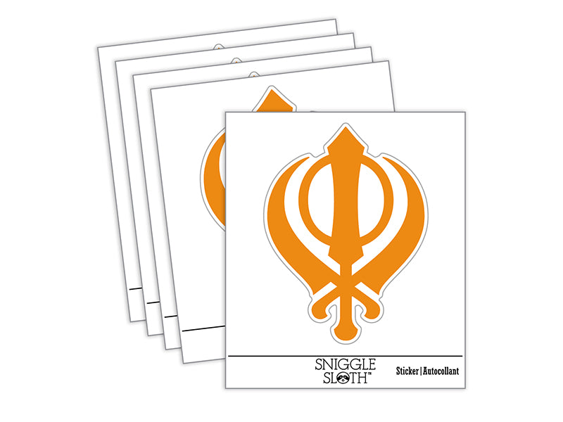 Sikh Khanda Indian Punjab Religious Symbol Waterproof Vinyl Phone Tablet Laptop Water Bottle Sticker Set - 5 Pack