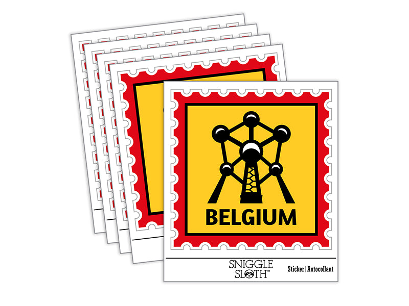 Belgium Travel The Atomium Brussels Waterproof Vinyl Phone Tablet Laptop Water Bottle Sticker Set - 5 Pack