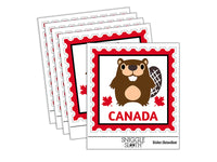 Canada Travel Beaver and Maple Leaf Leaves Waterproof Vinyl Phone Tablet Laptop Water Bottle Sticker Set - 5 Pack