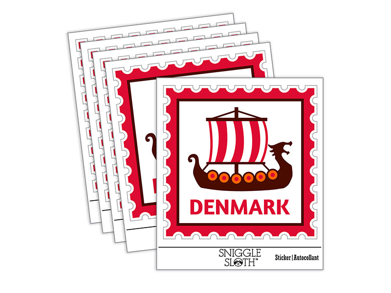 Denmark Travel Viking Ship Waterproof Vinyl Phone Tablet Laptop Water Bottle Sticker Set - 5 Pack