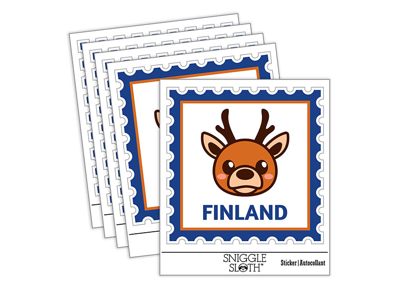 Finland Travel Reindeer Waterproof Vinyl Phone Tablet Laptop Water Bottle Sticker Set - 5 Pack