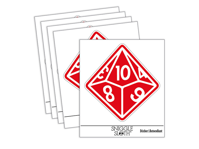 D10 10 Sided Gaming Gamer Dice Critical Role Waterproof Vinyl Phone Tablet Laptop Water Bottle Sticker Set - 5 Pack