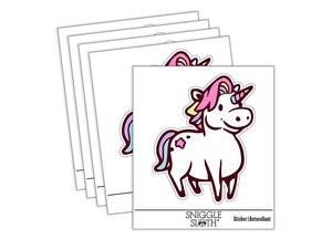 Round Unicorn with Nice Hair Waterproof Vinyl Phone Tablet Laptop Water Bottle Sticker Set - 5 Pack