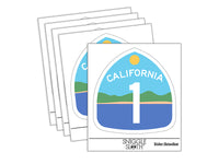 California Highway One Pacific Coast Scenery Sign Waterproof Vinyl Phone Tablet Laptop Water Bottle Sticker Set - 5 Pack