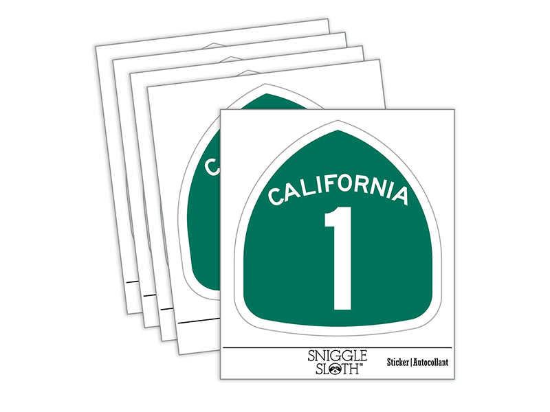 California Highway One Pacific Coast Sign Waterproof Vinyl Phone Tablet Laptop Water Bottle Sticker Set - 5 Pack